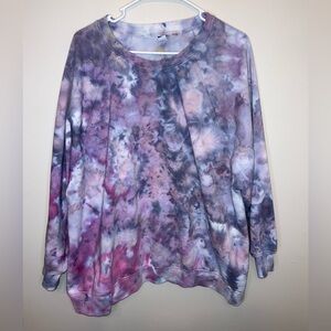 Tie-Dye Custom Made Scrunch Purple Hue Womens Long Sleeve Comfy Sweatshirt Sz XL
